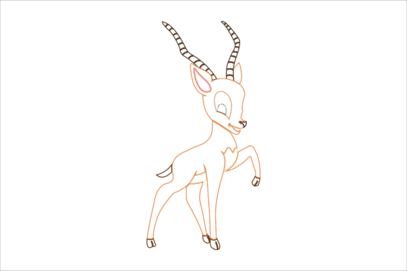 Animal Antilope Cartoon Color Line: A Playful Vector Asset