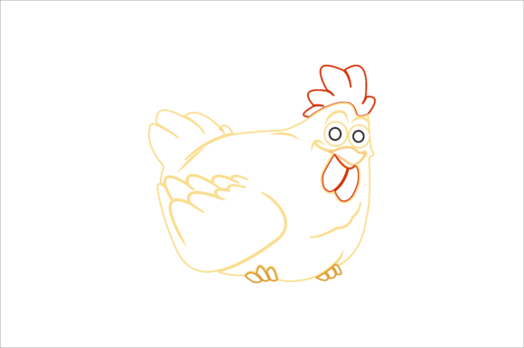 Animal Chicken Cartoon Color Line: A Playful Vector Asset for Modern Design