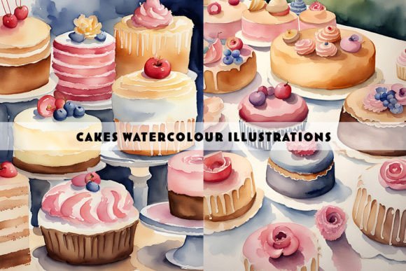Beautiful Cake Selection Watercolour Duo: A Sweet Addition to Your Design Toolkit