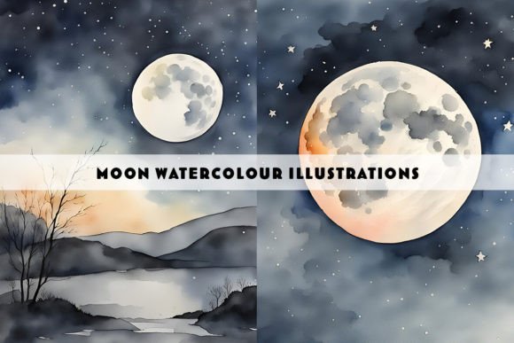 Beautiful Moon Watercolour Duo: Design Versatility
