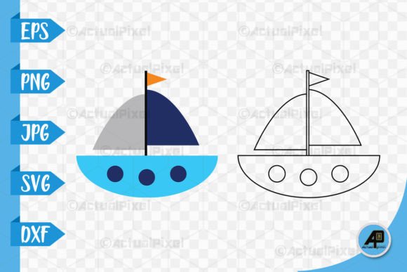 Boat Outline with Color Clipart: A Complete Design Asset