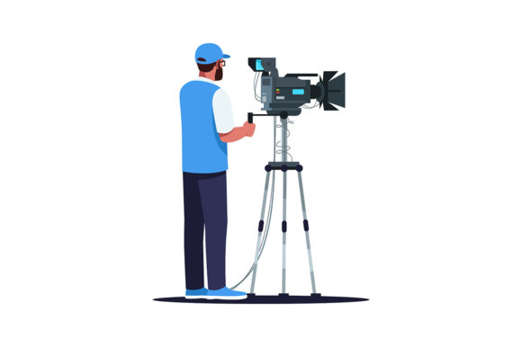 Cameraman Semi Flat Color Illustration: Capturing Creative Vision