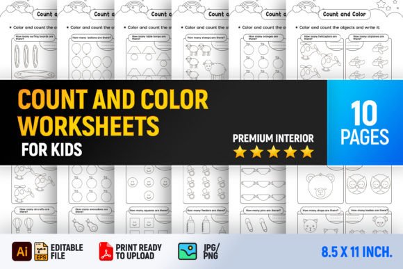 Count and Color Math Worksheets - Vol 2: A Creative Asset for Early Learners