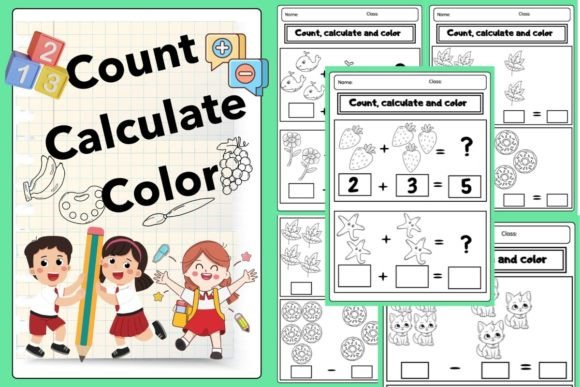 Count Calculate Color - Kids Worksheet: Making Math Fun for Young Learners