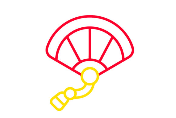 Exploring the Chinese New Year Icon Fan Line Color Vector Set