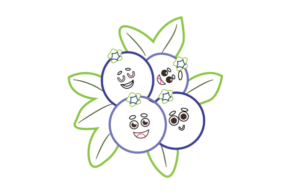 Kawaii Cute Fruit Blueberry Color Line: A Sweet Design Asset