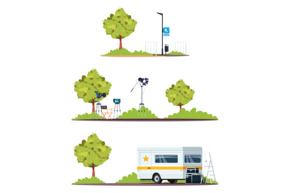 Movie Set Semi Flat Color Illustration: A Visual Toolkit