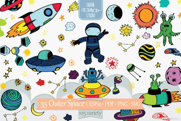 Outer Space Color: A Galaxy of Creative Clip Art