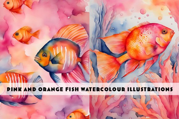 Pink and Orange Fish Watercolour Duo: A Splash of Creative Energy