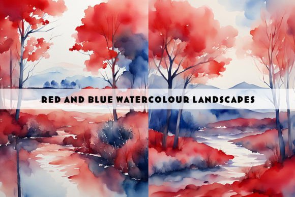 Unlocking Creative Potential with Red and Blue Watercolour Landscape