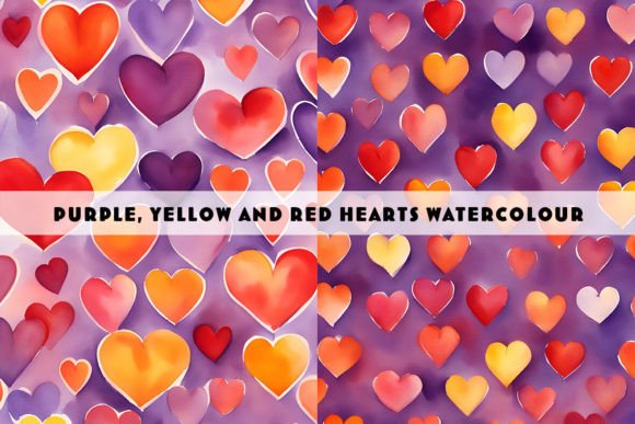 Using Purple Yellow Red Hearts Watercolour for Impact