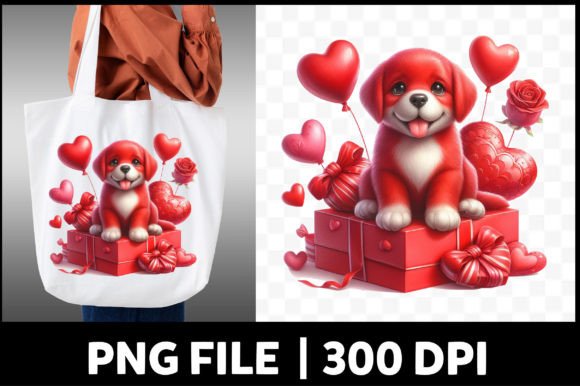 Valentine's Day Red Color Dog Cliparts: A Designer's Festive Asset