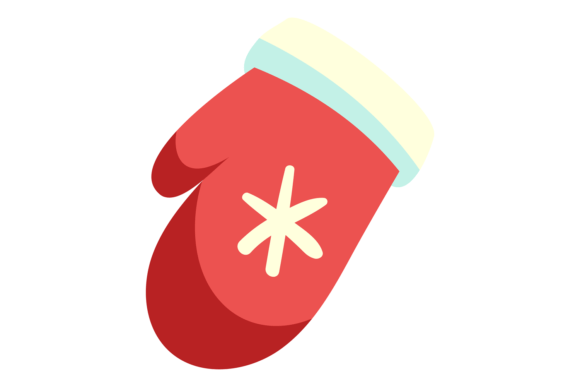 Winter Mitten Color Icon: Santa Red Symbol in Design